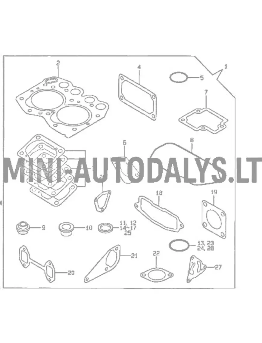 Yanmar silindripea tihendite komplekt